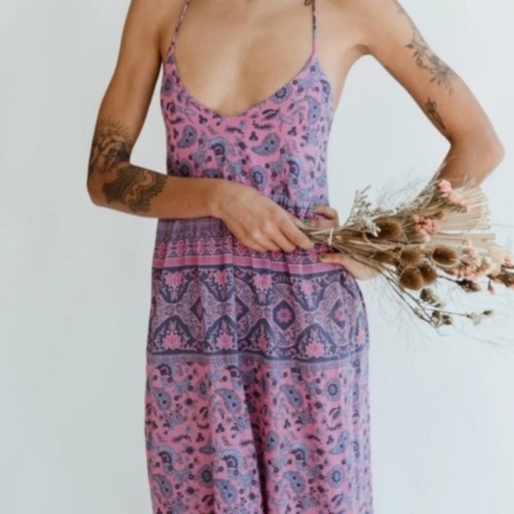 09 Gypsy Boho Lace Up Cami Floral Dress - Picture 6 of 8
